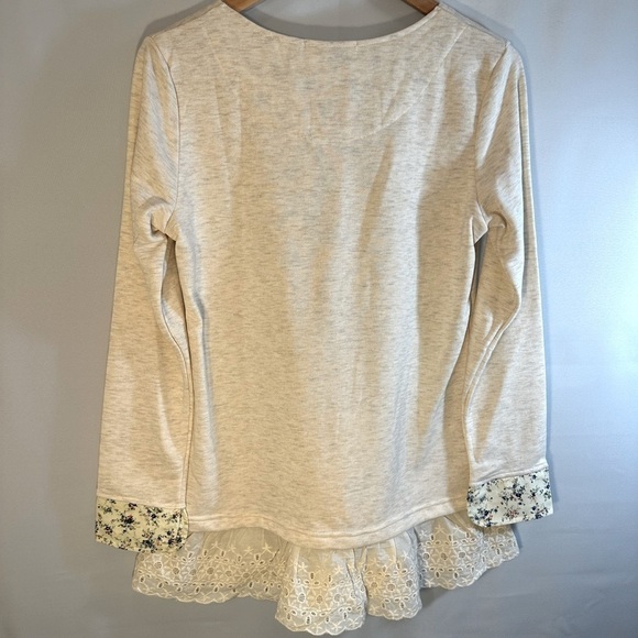 Waypoints The Hue Company Knit Lace Cream Floral Girls Long Sleeve Dress Size M - Picture 3 of 13